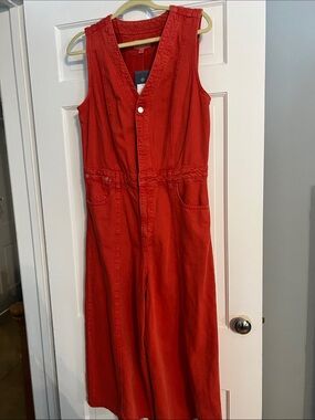 Women’s  Red Sleeveless Utility Jumpsuit